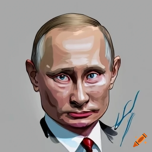 craiyon 233222 draw a humorous and exaggerated illustration of Russian President Putin
